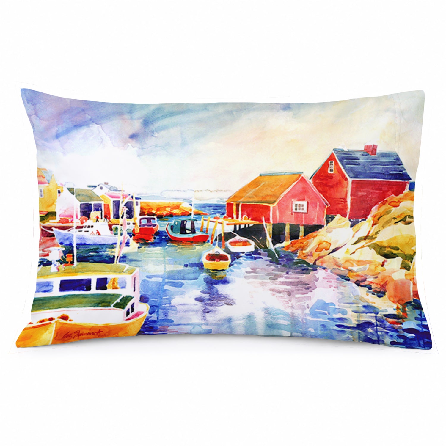 Boats at Harbour with a view Standard Pillowcase Lightweight Super Soft Easy Care Decorative Artwork Pillowcase, Standard
