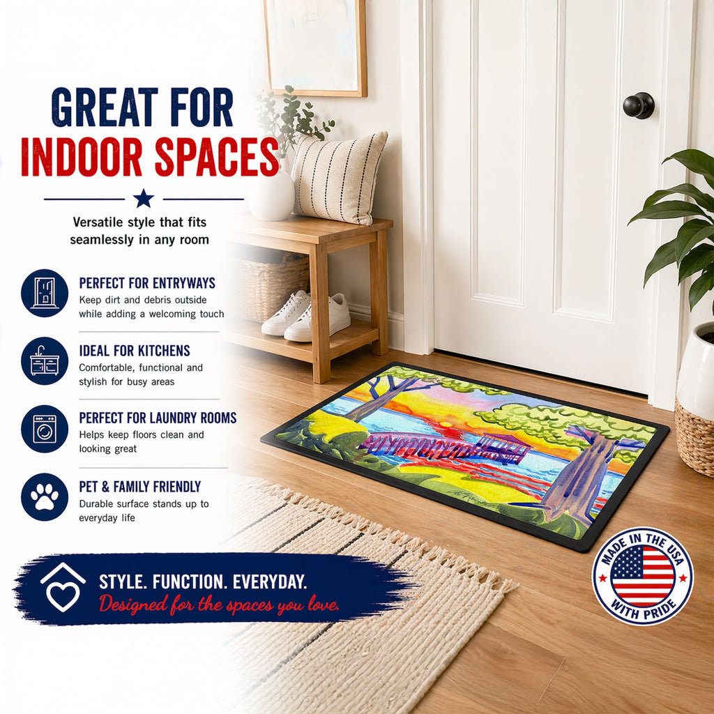 Dock at the pier Doormat Indoor Outdoor 24H X 36W Front Door Mat Rugs for Entryway, Non Slip Washable Low Pile,