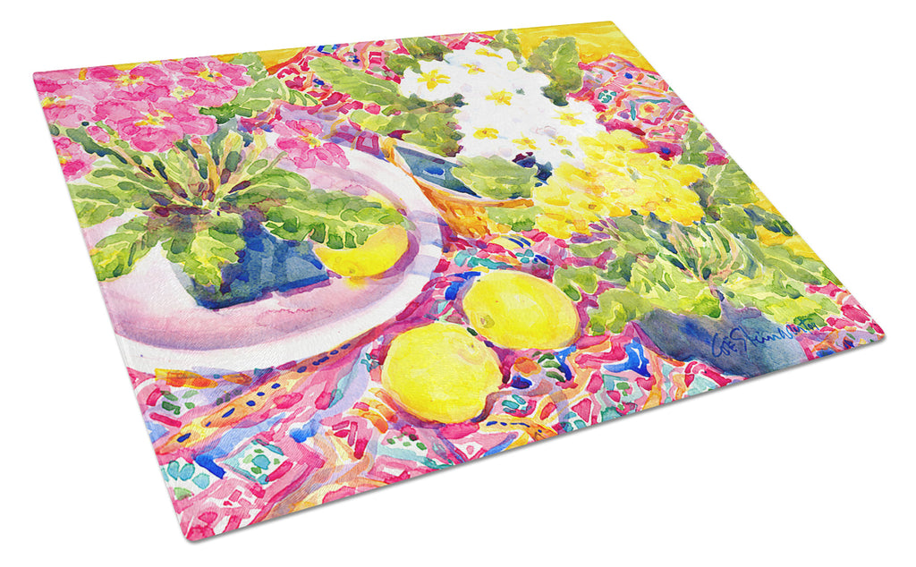 Flower - Primroses Cutting Board Tempered Glass Kitchen Cutting Surface, Heat Resistant Chopping, Non-Slip Feet, Food Prep & Serving
