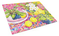 Flower - Primroses Cutting Board Tempered Glass Kitchen Cutting Surface, Heat Resistant Chopping, Non-Slip Feet, Food Prep & Serving
