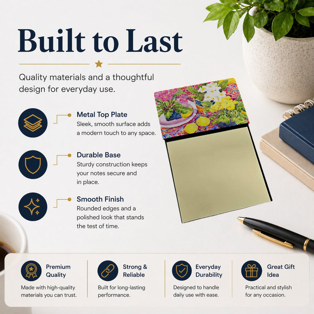 Flower - Primroses Watercolor Sticky Note Holder Refillable Dispenser Desk Accessory 3x3 Pad Gift