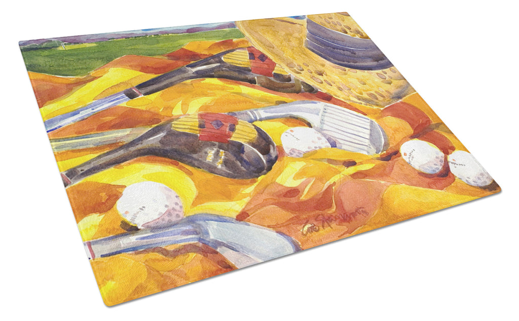 Golf Clubs Golfer Cutting Board Tempered Glass Kitchen Cutting Surface, Heat Resistant Chopping, Non-Slip Feet, Food Prep & Serving