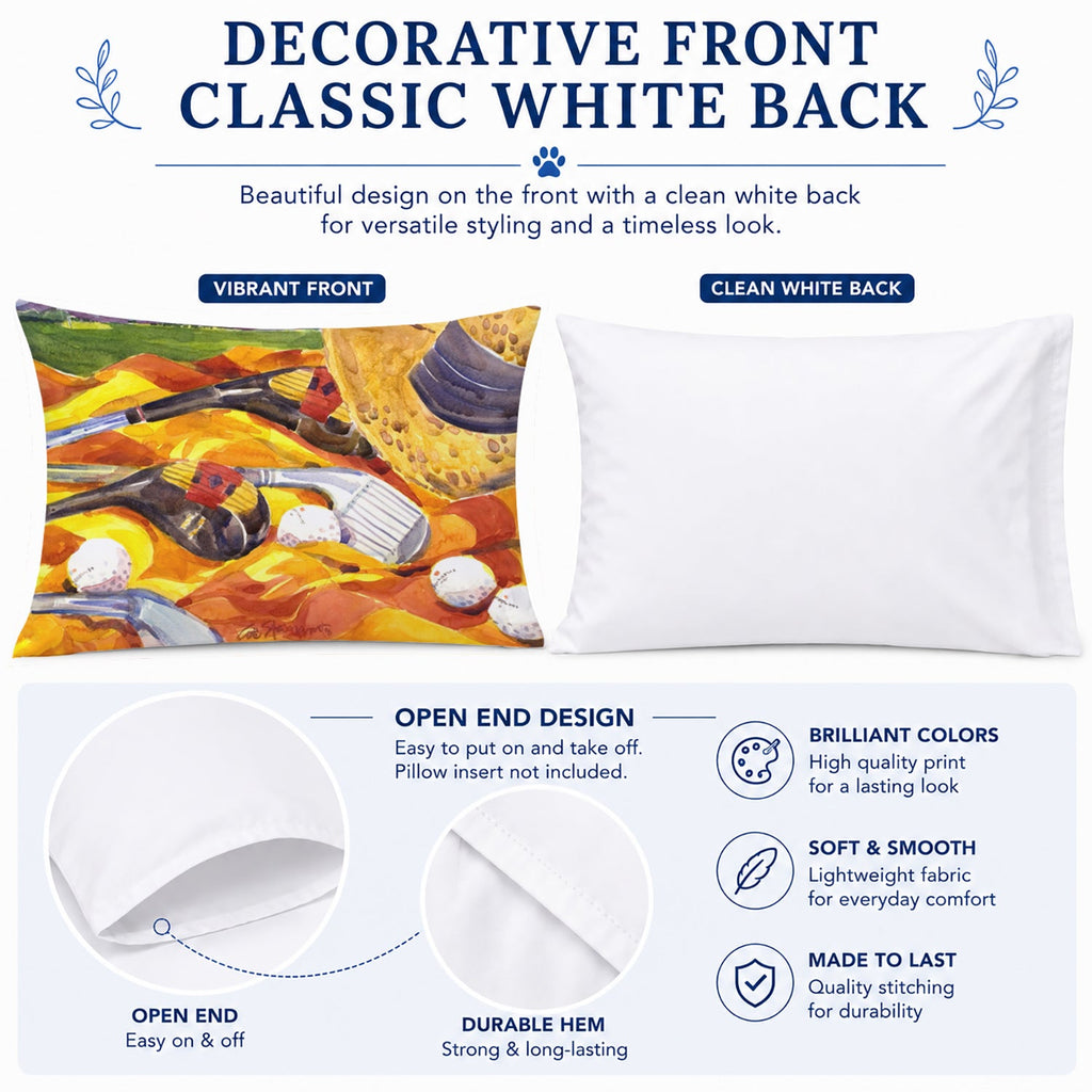 Golf Clubs Golfer Standard Pillowcase Lightweight Super Soft Easy Care Decorative Artwork Pillowcase, Standard