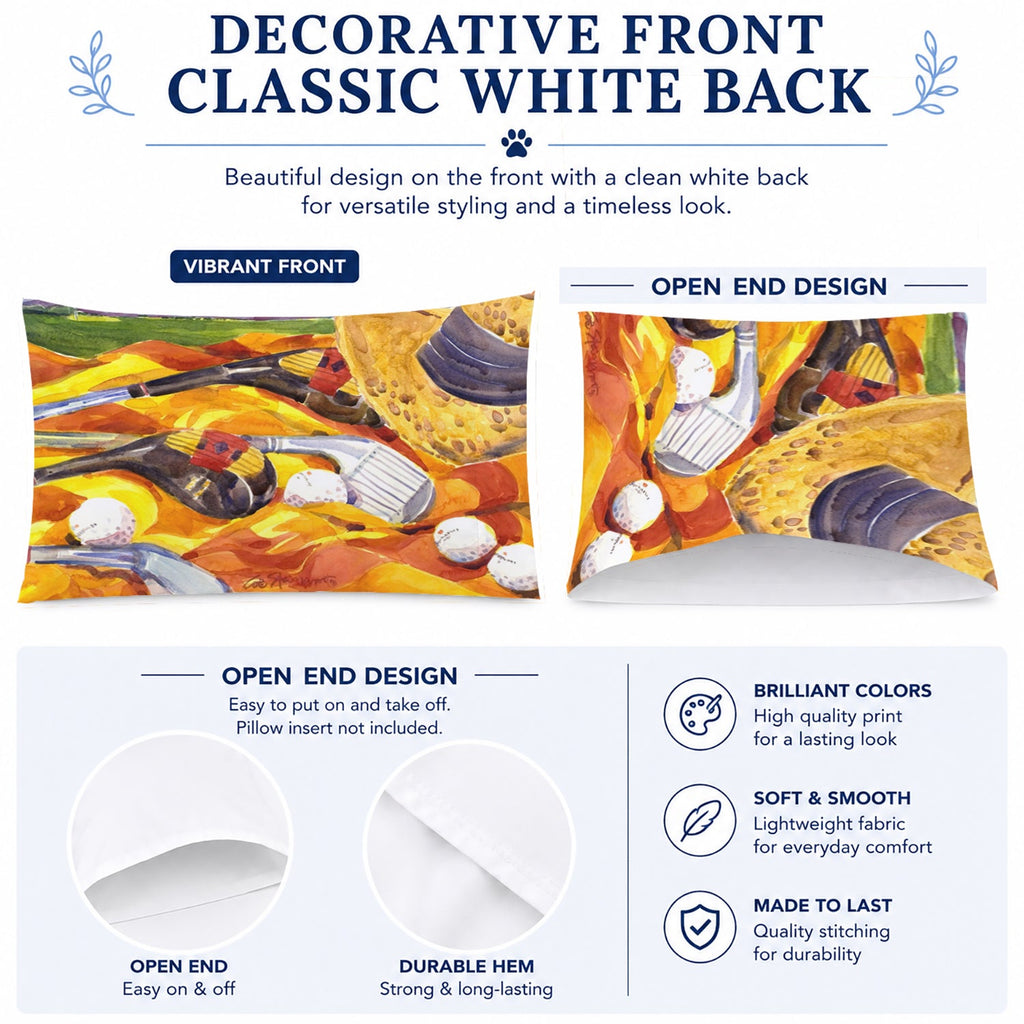 Golf Clubs Golfer Standard Pillowcase Lightweight Super Soft Easy Care Decorative Artwork Pillowcase, Standard