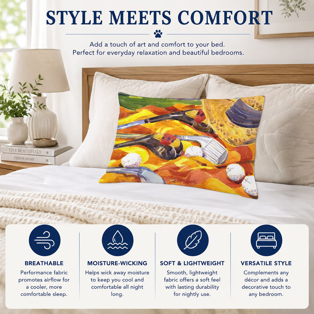 Golf Clubs Golfer Standard Pillowcase Lightweight Super Soft Easy Care Decorative Artwork Pillowcase, Standard