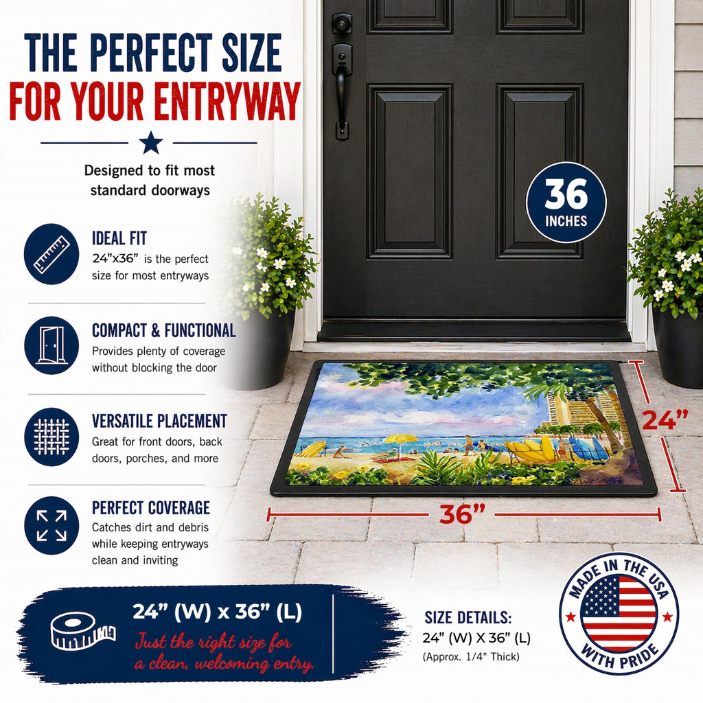Beach Resort view from the condo Doormat Indoor Outdoor 24H X 36W Front Door Mat Rugs for Entryway, Non Slip Washable Low Pile,