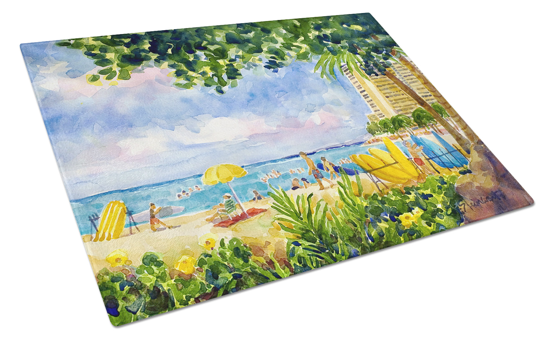 Beach Resort view from the condo Cutting Board Tempered Glass Kitchen Cutting Surface, Heat Resistant Chopping, Non-Slip Feet, Food Prep & Serving