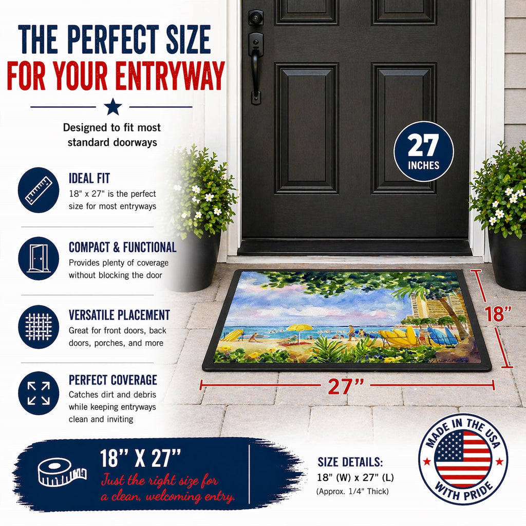 Beach Resort view from the condo Doormat Indoor Outdoor 18H X 27W Front Door Mat Rugs for Entryway, Non Slip Washable