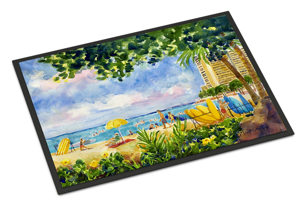 Beach Resort view from the condo Doormat Indoor Outdoor 18H X 27W Front Door Mat Rugs for Entryway, Non Slip Washable