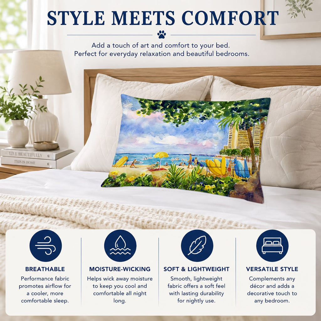 Beach Resort view from the condo Standard Pillowcase Lightweight Super Soft Easy Care Decorative Artwork Pillowcase, Standard