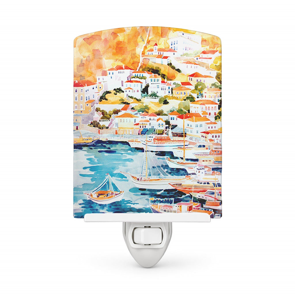 Harbour Ceramic Night Light Compact, UL-Certified, Ideal for Bedroom, Bathroom, Nursery, Hallway, Kitchen, 6x4x3, Multicolor