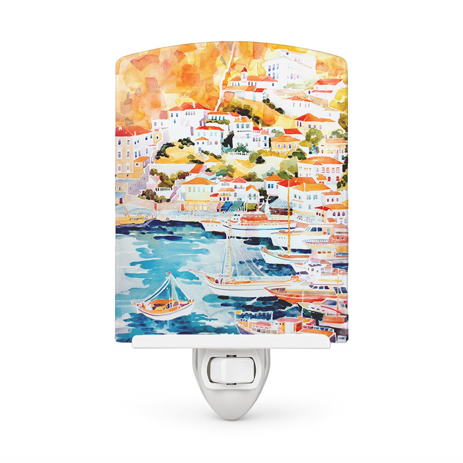 Harbour Ceramic Night Light Compact, UL-Certified, Ideal for Bedroom, Bathroom, Nursery, Hallway, Kitchen, 6x4x3, Multicolor