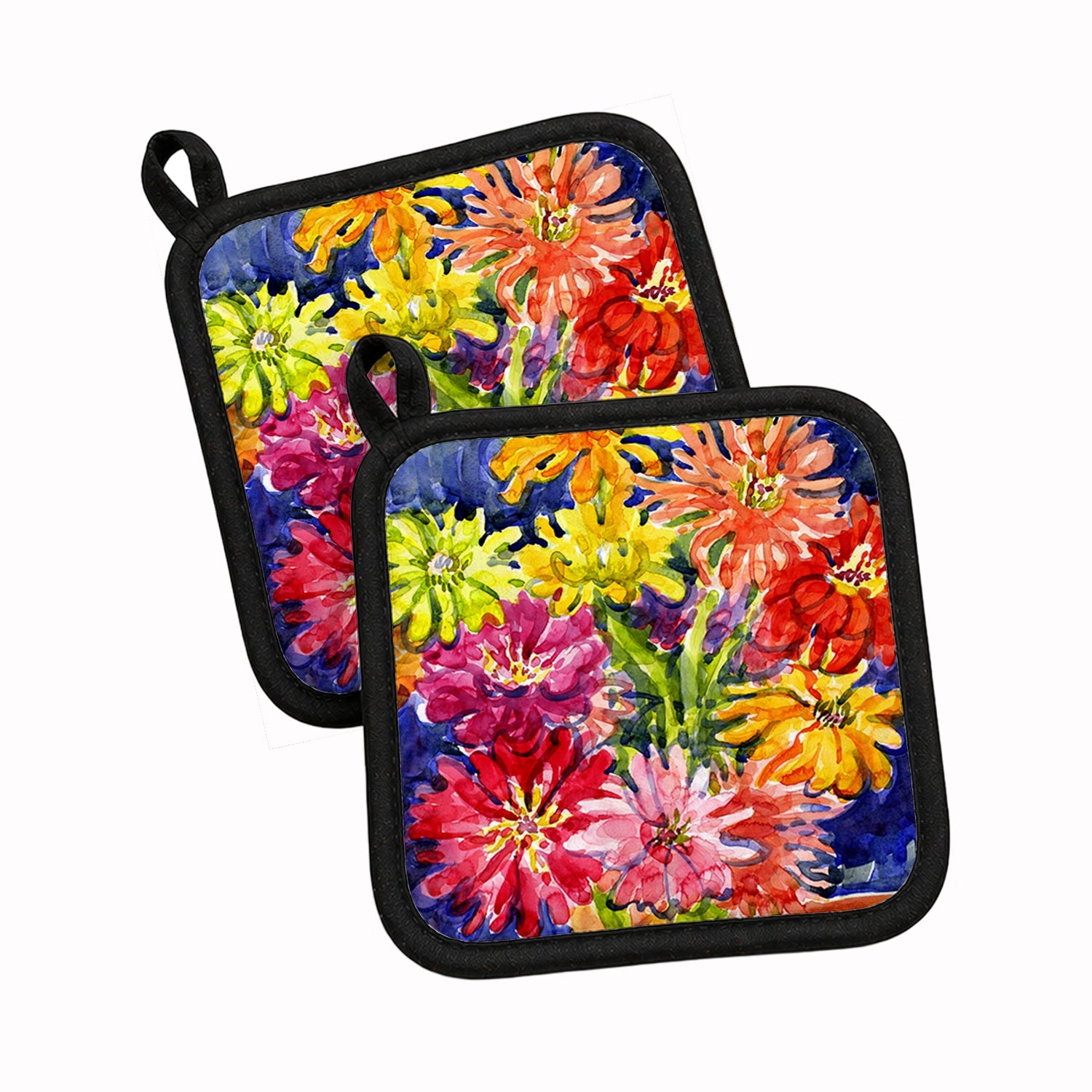 Flower - Gerber Daisies Pot Holder Set of 2 Heat Resistant Quilted Hot Pads 7.5 x 7.5 Inch, Insulated Kitchen Trivets for Cooking & Baking