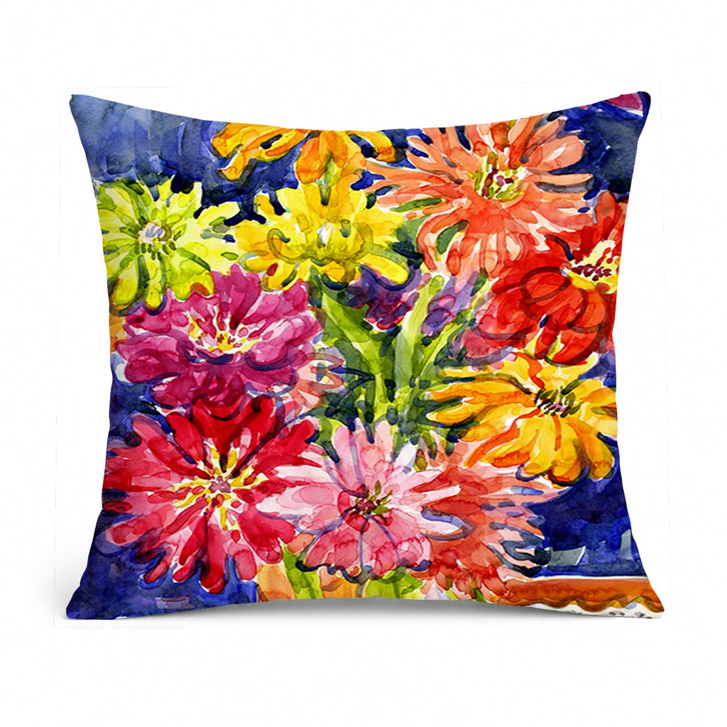 Flower - Gerber Daisies Decorative Throw Pillow 14x14 Indoor Outdoor Accent Cushion, Fabric Cover with Insert for Sofa, Bed, Porch & Living Room