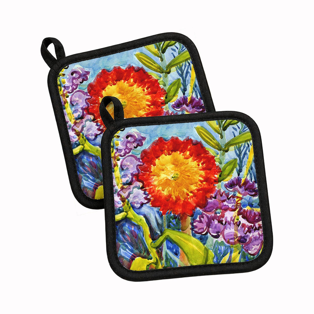 Flower - Sunflower Pot Holder Set of 2 Heat Resistant Quilted Hot Pads 7.5 x 7.5 Inch, Insulated Kitchen Trivets for Cooking & Baking