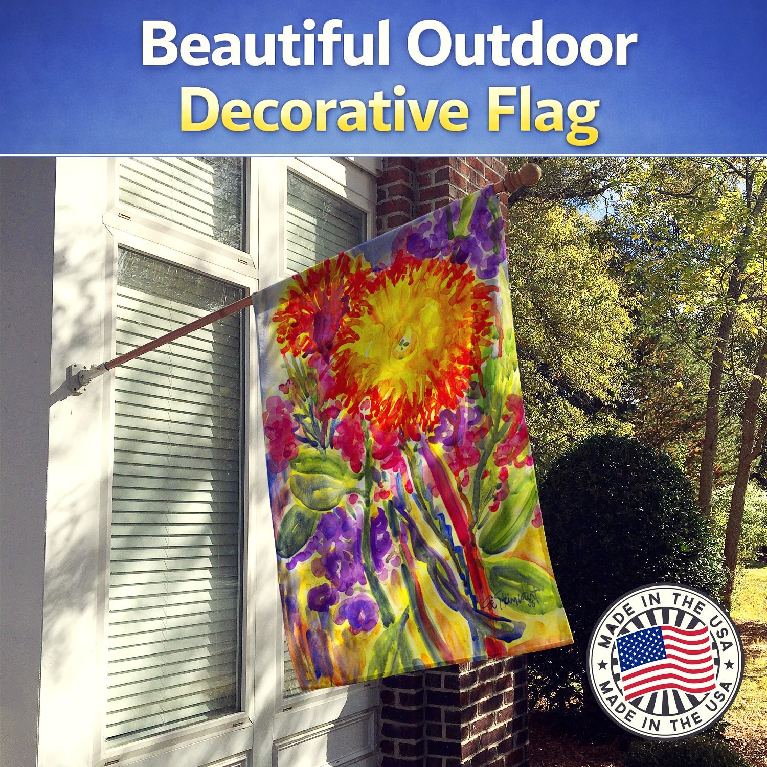 Flower - Aster House Flag 28x40 Porch Sleeve Pole Decorative Outside Yard Banner Artwork Wall Hanging, Polyester