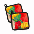 Flower - Sunflower Pot Holder Set of 2 Heat Resistant Quilted Hot Pads 7.5 x 7.5 Inch, Insulated Kitchen Trivets for Cooking & Baking