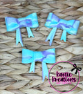 D79 BEADABLE JUMBO SILICONE BOW MINT/PURPLE/AQUA SWIRL (1ct)