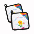 Big white Cat Pot Holder Set of 2 Heat Resistant Quilted Hot Pads 7.5 x 7.5 Inch, Insulated Kitchen Trivets for Cooking & Baking
