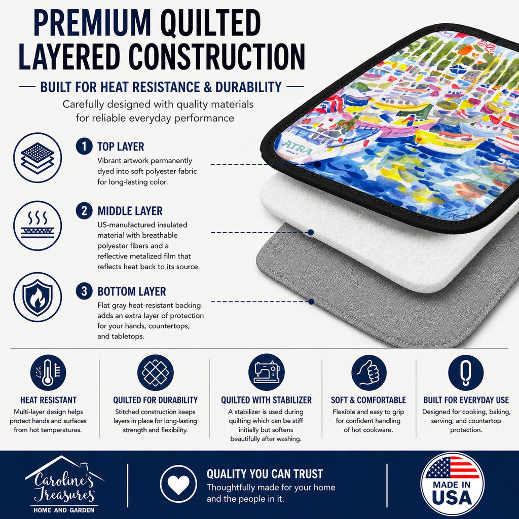 Harbour Pot Holder Set of 2 Heat Resistant Quilted Hot Pads 7.5 x 7.5 Inch, Insulated Kitchen Trivets for Cooking & Baking