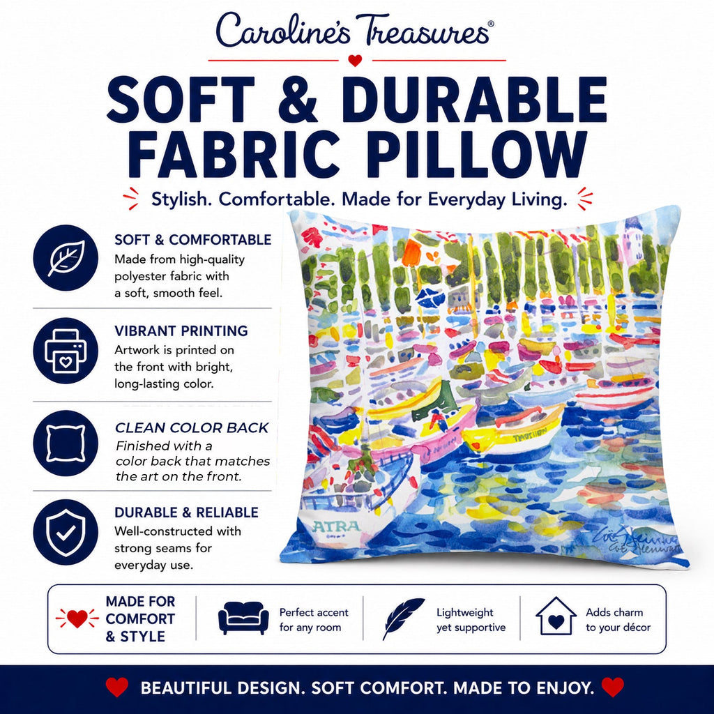 Harbour Decorative Throw Pillow 14x14 Indoor Outdoor Accent Cushion, Fabric Cover with Insert for Sofa, Bed, Porch & Living Room