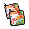 Christmas Santa Claus You Better Watch out Pot Holder Set of 2 Heat Resistant Quilted Hot Pads 7.5 x 7.5 Inch, Insulated Kitchen Trivets for Cooking & Baking