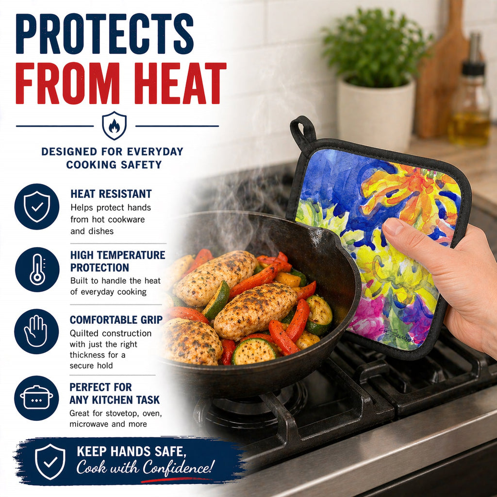 Flower Pot Holder Set of 2 Heat Resistant Quilted Hot Pads 7.5 x 7.5 Inch, Insulated Kitchen Trivets for Cooking & Baking