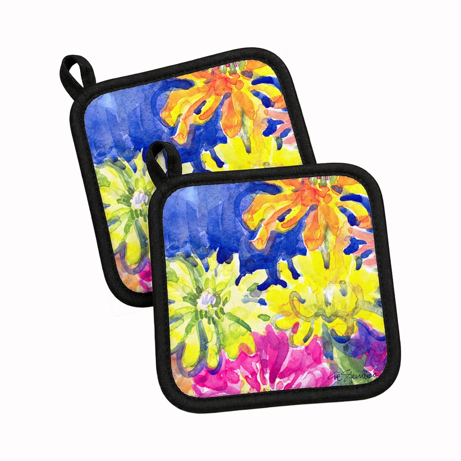 Flower Pot Holder Set of 2 Heat Resistant Quilted Hot Pads 7.5 x 7.5 Inch, Insulated Kitchen Trivets for Cooking & Baking
