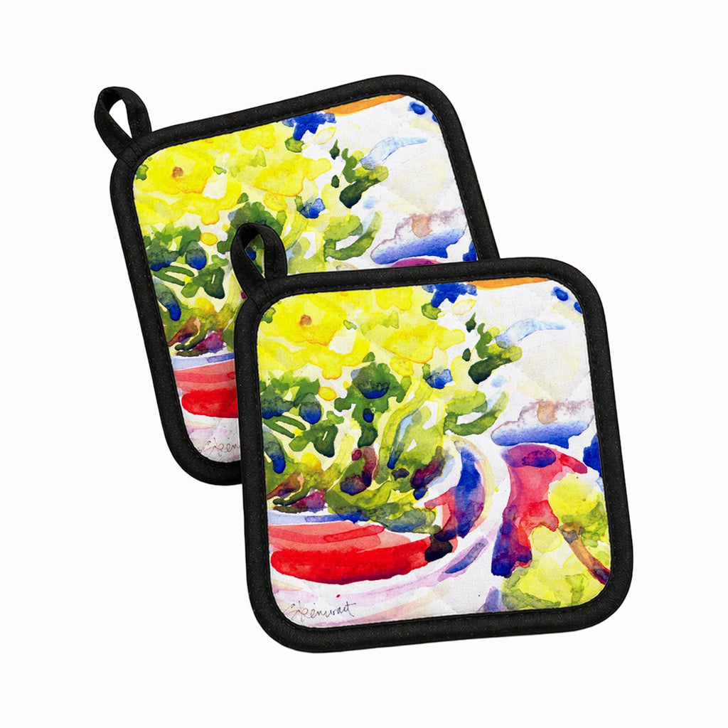 Flower Pot Holder Set of 2 Heat Resistant Quilted Hot Pads 7.5 x 7.5 Inch, Insulated Kitchen Trivets for Cooking & Baking