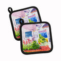 Beach View between the Houses Pot Holder Set of 2 Heat Resistant Quilted Hot Pads 7.5 x 7.5 Inch, Insulated Kitchen Trivets for Cooking & Baking