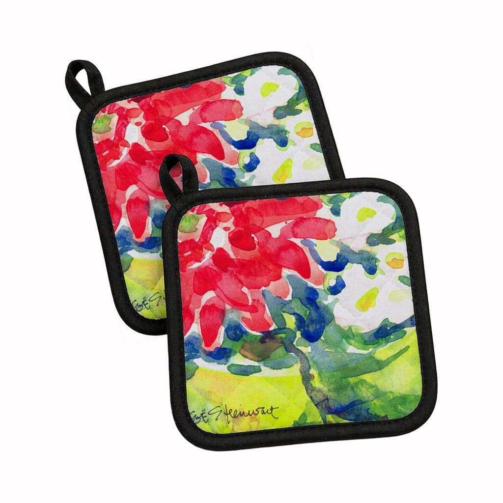 Flower Pot Holder Set of 2 Heat Resistant Quilted Hot Pads 7.5 x 7.5 Inch, Insulated Kitchen Trivets for Cooking & Baking