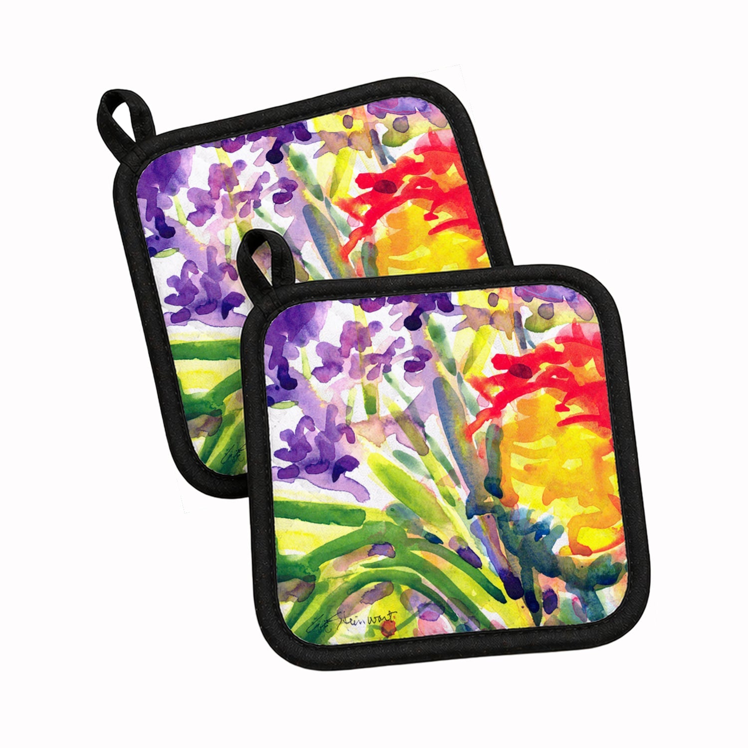 Flower Pot Holder Set of 2 Heat Resistant Quilted Hot Pads 7.5 x 7.5 Inch, Insulated Kitchen Trivets for Cooking & Baking