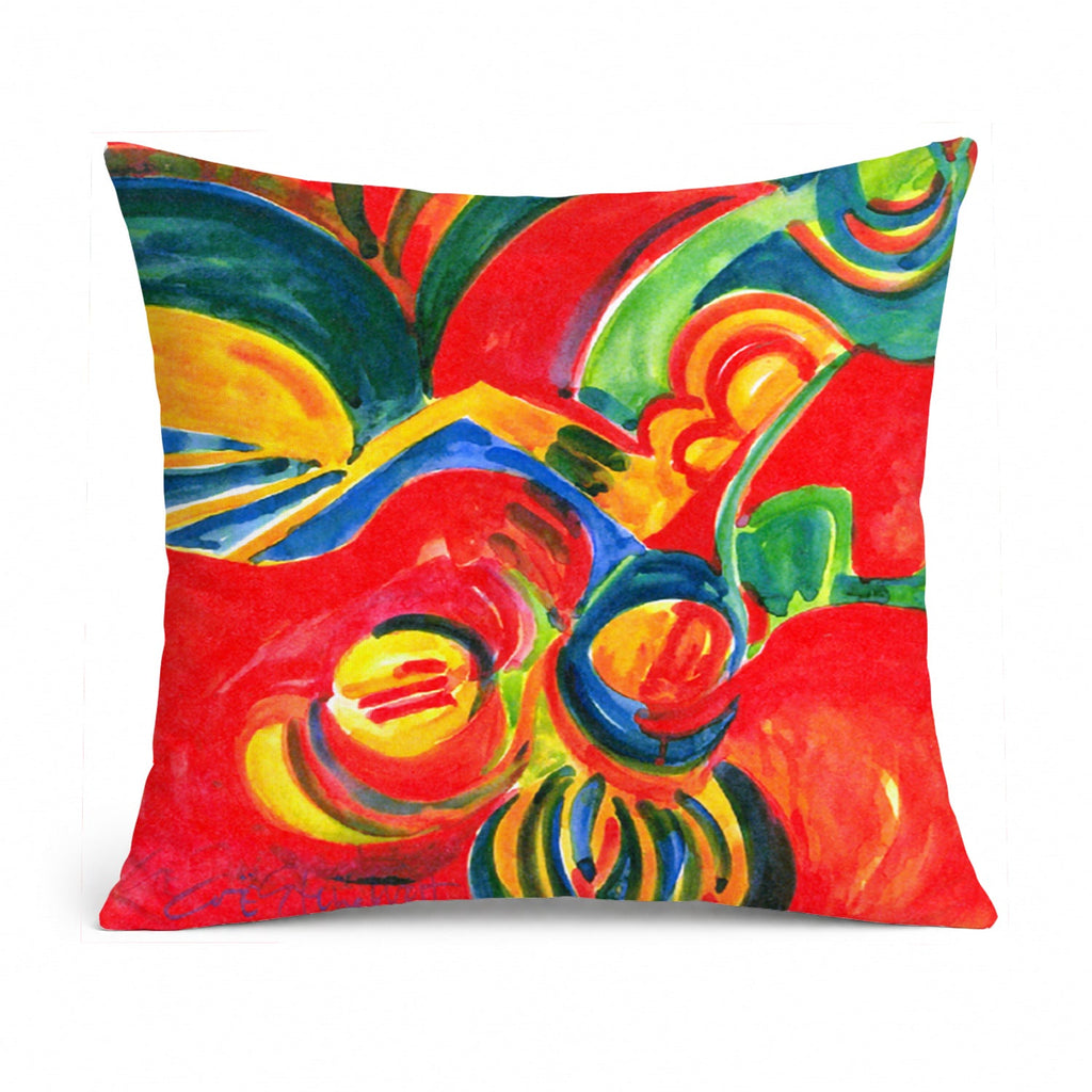 Christmas Holly Berries Abstract Decorative Throw Pillow 14x14 Indoor Outdoor Accent Cushion, Fabric Cover with Insert for Sofa, Bed, Porch & Living Room