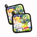 Houses Pot Holder Set of 2 Heat Resistant Quilted Hot Pads 7.5 x 7.5 Inch, Insulated Kitchen Trivets for Cooking & Baking