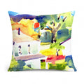 Houses Decorative Throw Pillow 14x14 Indoor Outdoor Accent Cushion, Fabric Cover with Insert for Sofa, Bed, Porch & Living Room