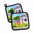 Houses Pot Holder Set of 2 Heat Resistant Quilted Hot Pads 7.5 x 7.5 Inch, Insulated Kitchen Trivets for Cooking & Baking