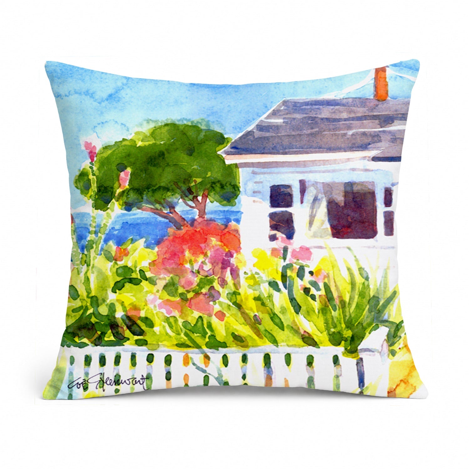 Houses Decorative Throw Pillow 14x14 Indoor Outdoor Accent Cushion, Fabric Cover with Insert for Sofa, Bed, Porch & Living Room
