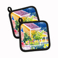 Houses Pot Holder Set of 2 Heat Resistant Quilted Hot Pads 7.5 x 7.5 Inch, Insulated Kitchen Trivets for Cooking & Baking