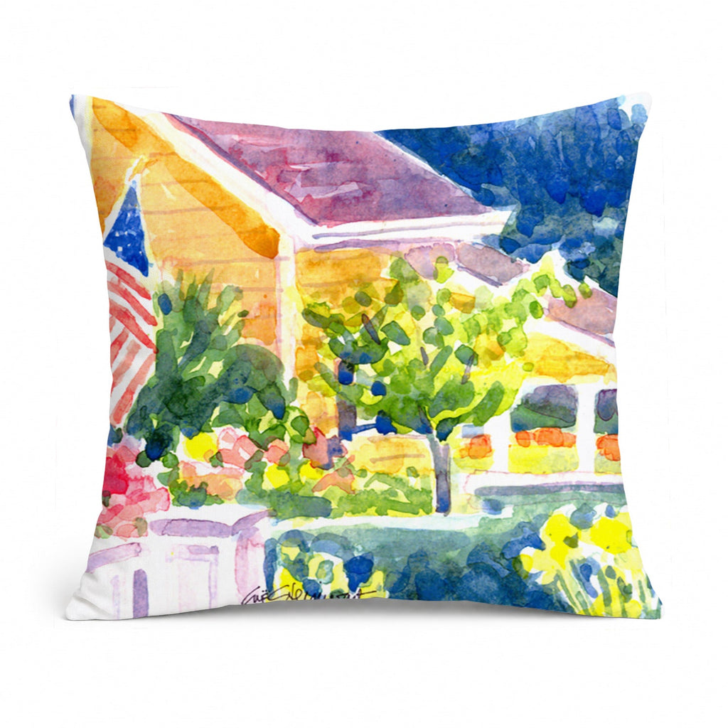 Houses Decorative Throw Pillow 14x14 Indoor Outdoor Accent Cushion, Fabric Cover with Insert for Sofa, Bed, Porch & Living Room