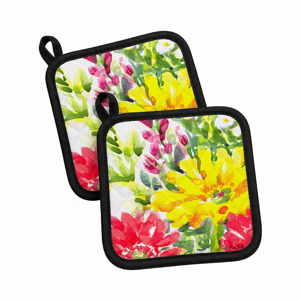 Flower Pot Holder Set of 2 Heat Resistant Quilted Hot Pads 7.5 x 7.5 Inch, Insulated Kitchen Trivets for Cooking & Baking