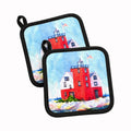 Lighthouse on the rocks Harbour Pot Holder Set of 2 Heat Resistant Quilted Hot Pads 7.5 x 7.5 Inch, Insulated Kitchen Trivets for Cooking & Baking