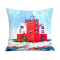 Lighthouse on the rocks Harbour Decorative Throw Pillow 14x14 Indoor Outdoor Accent Cushion, Fabric Cover with Insert for Sofa, Bed, Porch & Living Room