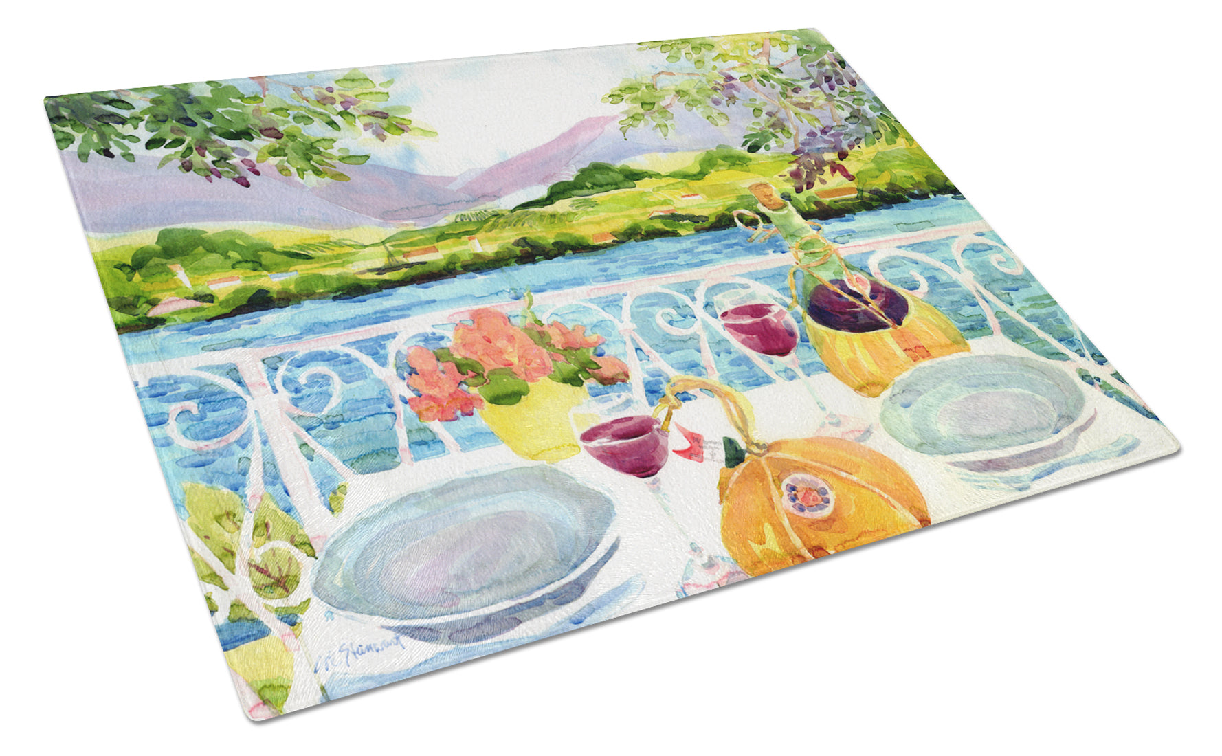 Afternoon of Grape Delights Wine Cutting Board Tempered Glass Kitchen Cutting Surface, Heat Resistant Chopping, Non-Slip Feet, Food Prep & Serving