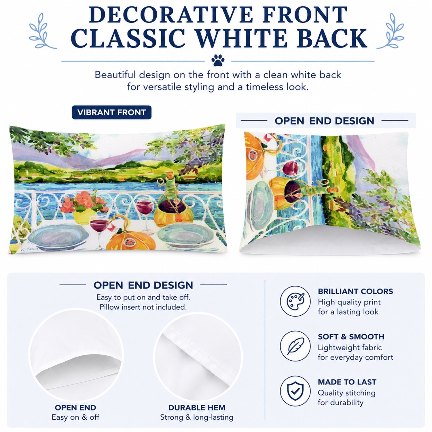 Afternoon of Grape Delights Wine Standard Pillowcase Lightweight Super Soft Easy Care Decorative Artwork Pillowcase, Standard