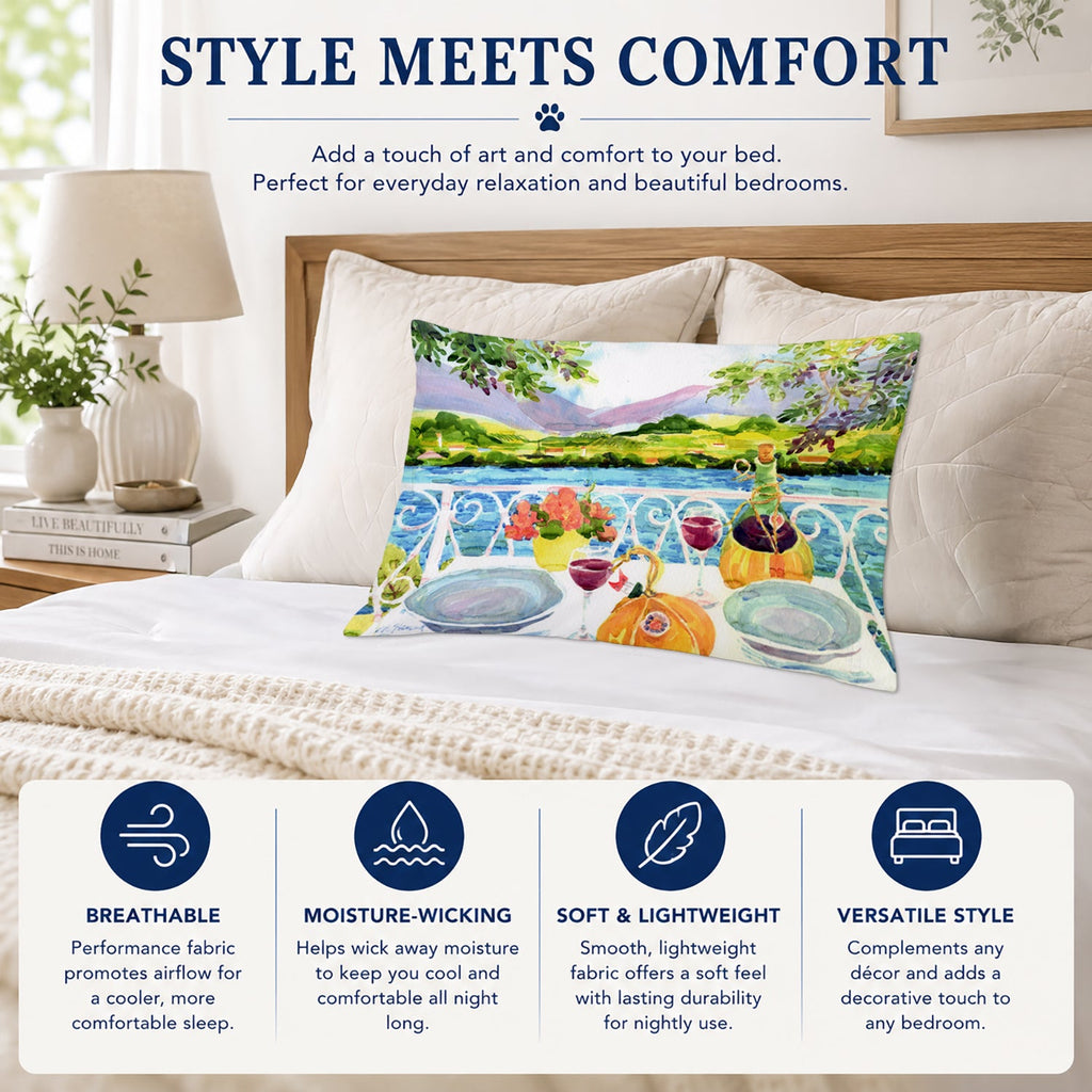 Afternoon of Grape Delights Wine Standard Pillowcase Lightweight Super Soft Easy Care Decorative Artwork Pillowcase, Standard