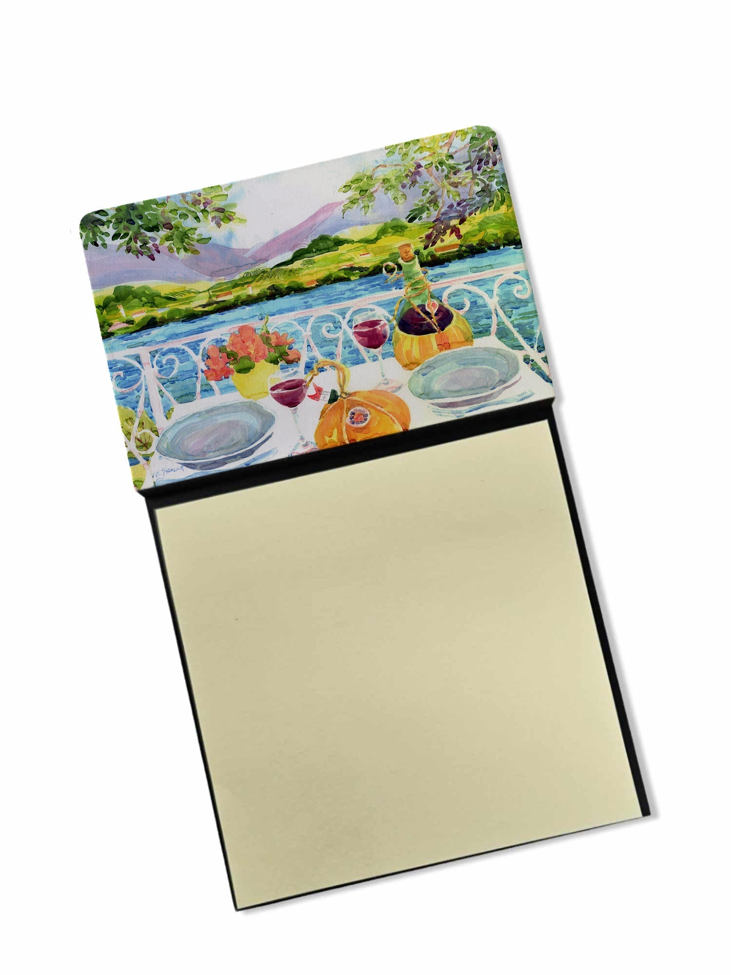 Afternoon of Grape Delights Wine Watercolor Sticky Note Holder Refillable Dispenser Desk Accessory 3x3 Pad Gift