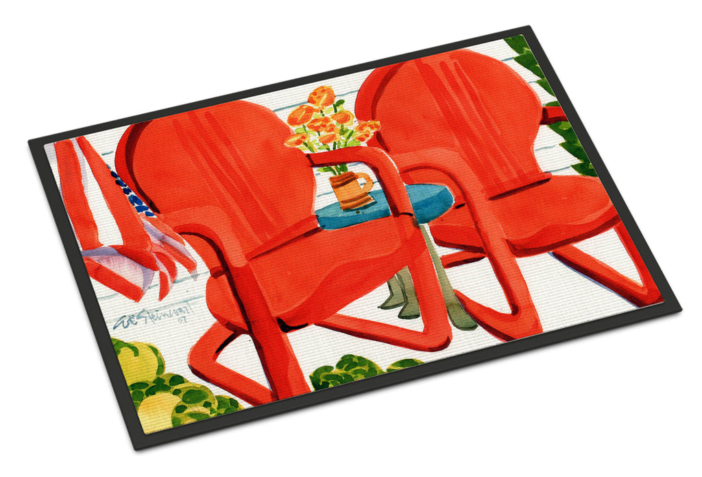 Red Chairs Patio View Doormat Indoor Outdoor 18H X 27W Front Door Mat Rugs for Entryway, Non Slip Washable