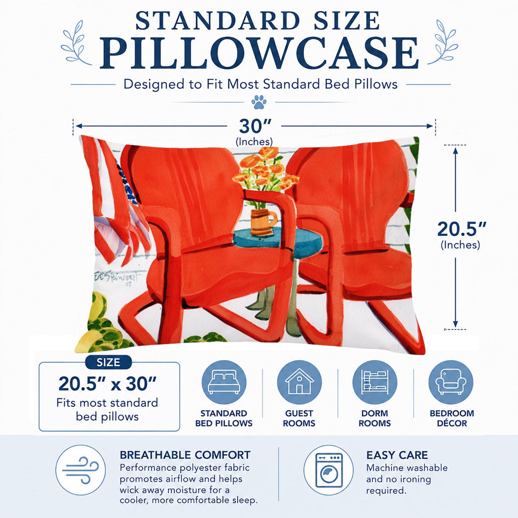 Red Chairs Patio View Standard Pillowcase Lightweight Super Soft Easy Care Decorative Artwork Pillowcase, Standard
