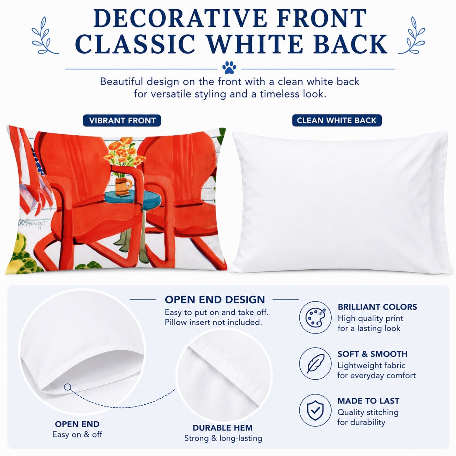 Red Chairs Patio View Standard Pillowcase Lightweight Super Soft Easy Care Decorative Artwork Pillowcase, Standard