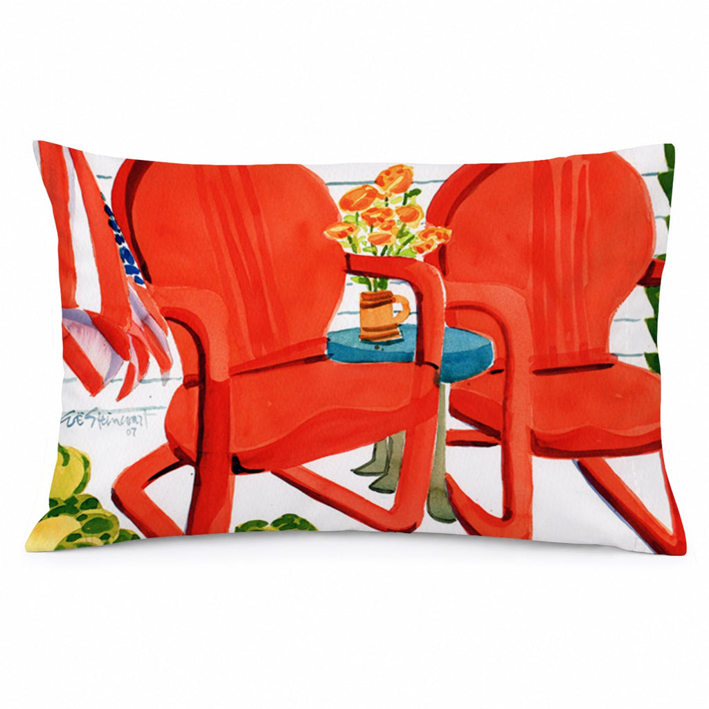 Red Chairs Patio View Standard Pillowcase Lightweight Super Soft Easy Care Decorative Artwork Pillowcase, Standard